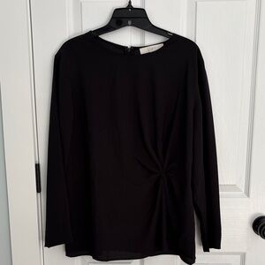 LOFT Women's Black Twist Detail Back-zip Blouse